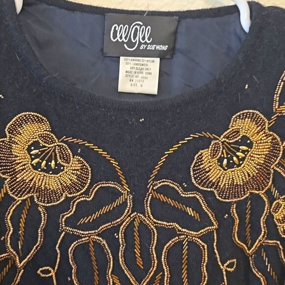 Cee Gee By Sue Wong Vintage Black Lambswool Blend Sweater Dress S - Picture 2 of 9